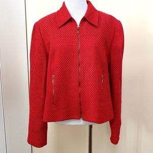 Vintage CARLISLE Blazer Jacket 14 Structured Zip Up Red Size 14 Office Work